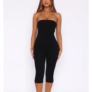 White Fox Boutique Black Strapless Jumpsuit